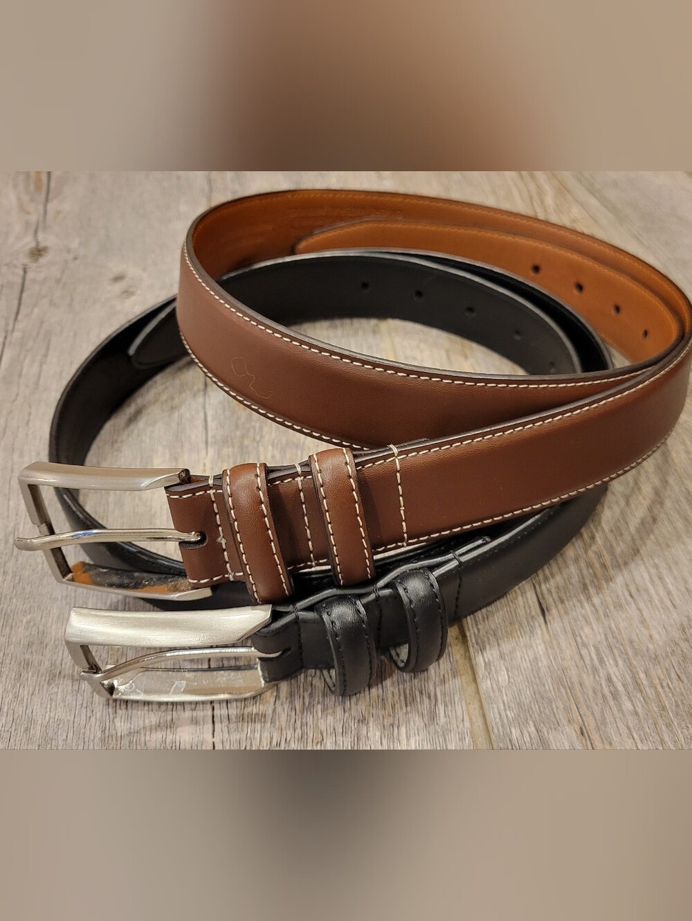 Two Nordstrom Leather Belt 32 (Back and Brown)